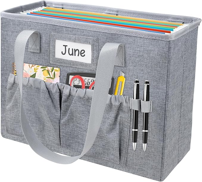 abcxgood Desktop File Organizer Box,Collapsible Hanging Filing Box,Home Office Document Storage Organizer with Front Pocket and Handles, Letter Size Folder.