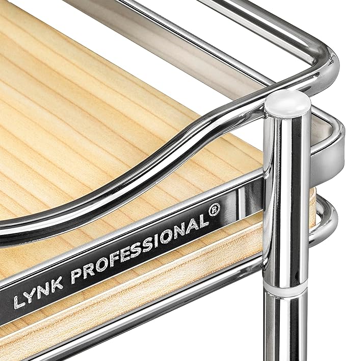 LYNK PROFESSIONAL® Élite™ Pull Out Spice Rack Organizer for Inside Kitchen Cabinets - 6" x 21" - Slide Out Drawer – Wood/Chrome Sliding Spice Organization for cabinet - Spice Racks - 2 Tier