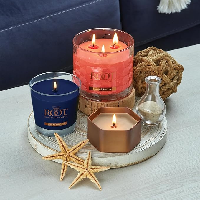 Root Candles Scented Candles Honeycomb Beeswax Blend Premium Handcrafted Candle, Small Veriglass, Seaside Harbor