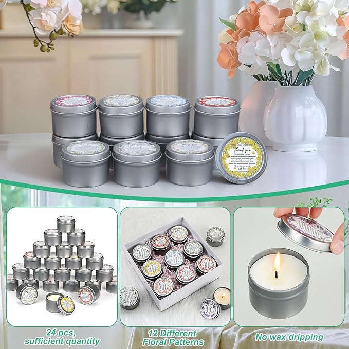 Nuanchu 24 Pack Wedding Favor for Guest Wedding Scented Candles Gift Set 2oz Eid Mubarak Candle for Her Him Natural Soy Wax Jar Long Lasting Aromatherapy Gift Bulk for Bridal Shower Rustic Party Favor
