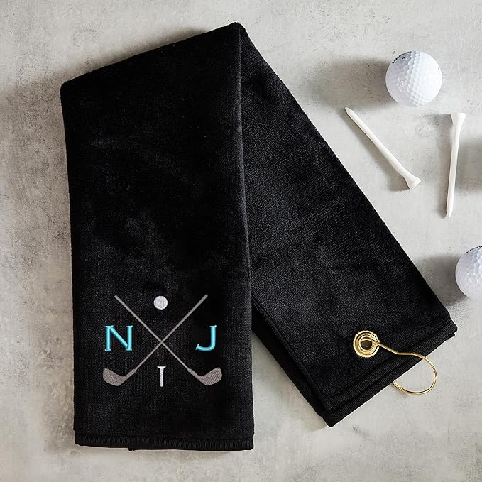 Lifetime Creations Personalized Golf Towel for Golf Bags - Custom Embroidered in USA with Initials, Dual-Sided for Scrubbing, Gifts for Golfers, Golf Accessories for Men or Women, Groomsmen, Dad