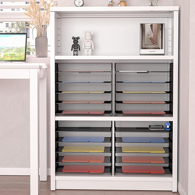 A4/Legal/Letter Size，5 Tier Mesh Letter Tray File Organizer,15.2 x 9.5 x 13.4 inches,Office File Folder Holder,Space Saving,Black