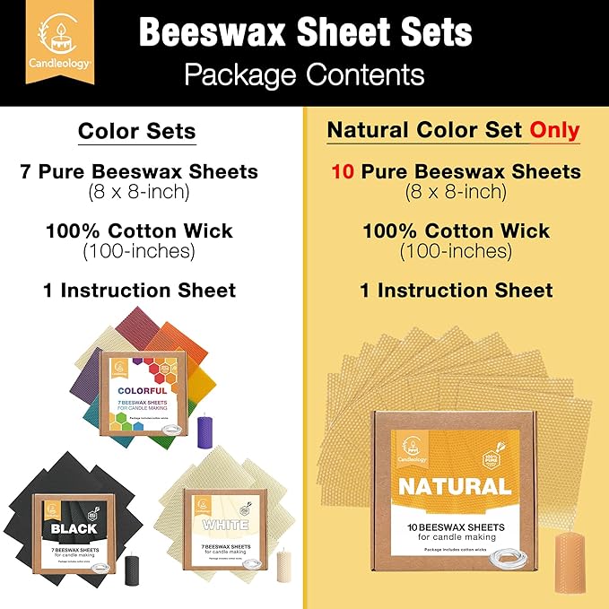 White Ivory Beeswax Sheets for Candle Making - Natural Beeswax Candle Making Kit for Kids & Adults