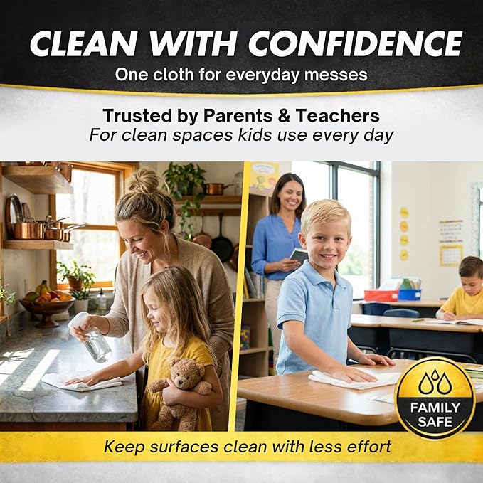 Microfiber Magic Streak Free Cleaning Cloth 3 Pack Clean Any Surface with Just Water Eco Friendly Environmentally Safe Perfect for Window, Mirror, Kitchen, Counters, Appliances, Car, Cycle, TV Screen