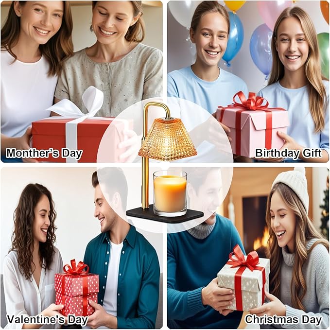 Candle Warmer Lamp with Timer Dimmer Adjustable Height,Electric Wax Warmer for Scented Jar Candles,Mom Birthday Gifts for Women,House Warming Gifts New Home Bedroom Decor,Gold