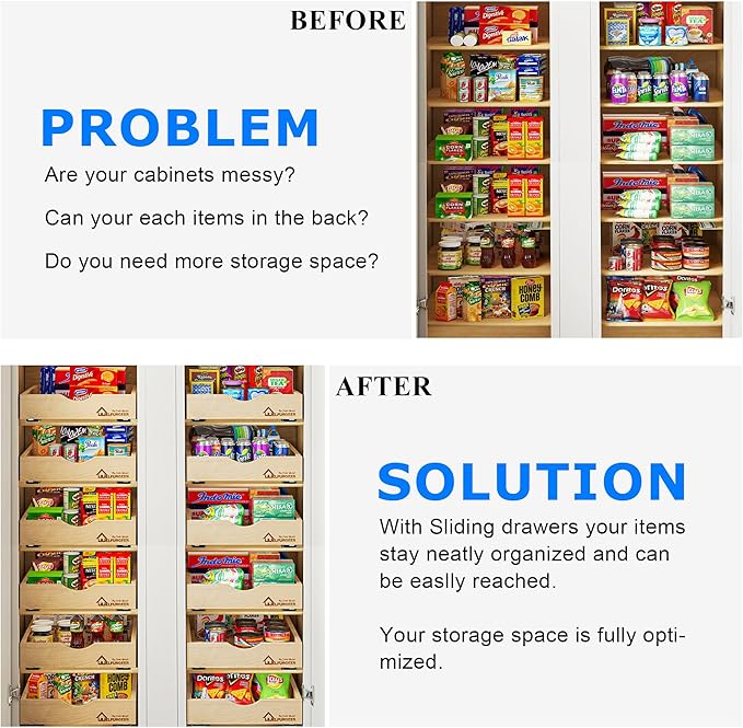 WelFurGeer Pull Out Drawers for Kitchen Cabinets, Pull Out Cabinet Organizer, Cabinet Organizers and Storage, Slide Out Cabinet Organizer, Drawer Organizer, Cabinet Drawer (32''W)