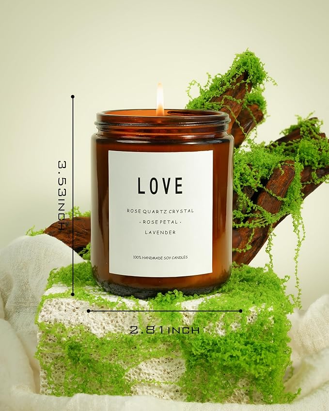 Love Spell Candles, Ritual, Soy Wax Crystal, Manifesting, Garnet, Rose Quartz, Pink Crystal Candles.(Love)