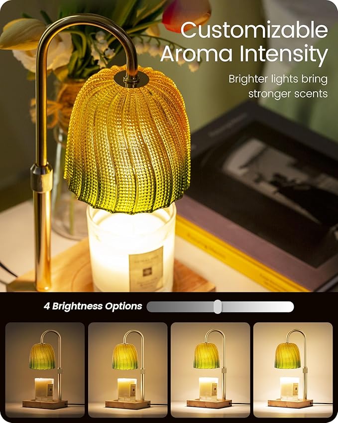 Glocusent Candle Warmer Lamp with Timer Dimmable, Height Adjustable, Christmas Birthday Gifts for Women Mom Sister, Electric Wax Melt Warmer for Jar Candles, House Warming, Room Home Office Decor