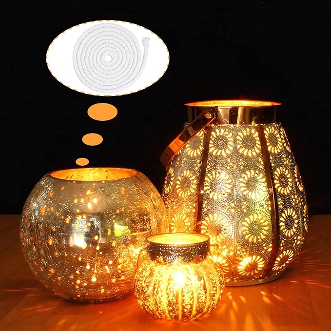 BBTO 6.56 Feet Candle Oil Lamp Wicks Replacement Braided Round Wick for Oil Lamps, DIY Handmade Candle Lantern Making Supplies for Winter Easter Birthday Party(10 mm/ 0.4 Inch)