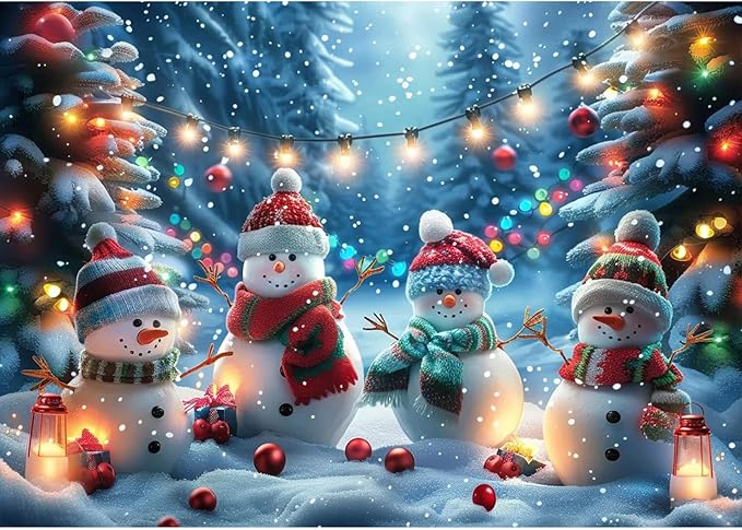 MOGTAA Christmas Snowman Diamond Art Kits for Adults, 5D Full Drill Winter Diamond Painting Kits for Adults Beginner, DIY Round Diamond Dots for Adults, Gem Art for Home Wall Decor 12 X 16 Inch