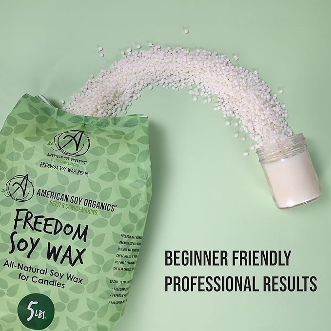 American Soy Organics Freedom Soy Wax Beads for Candle Making - Natural Candle Making Supplies - Paraffin-Free, Beeswax-Free Candle Wax for Container Candles, Tealights and Wax Melts, 10 lbs