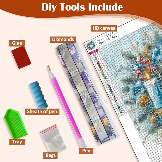 Christmas Candle Wreath Diamond Art Painting Kits for Adults, Winter Diamond Painting Kits for Adults Beginners, 5D DIY Full Drill Diamond Dot Gem Art Kits for Adult, Home Wall Decor 13.8x13.8 Inch