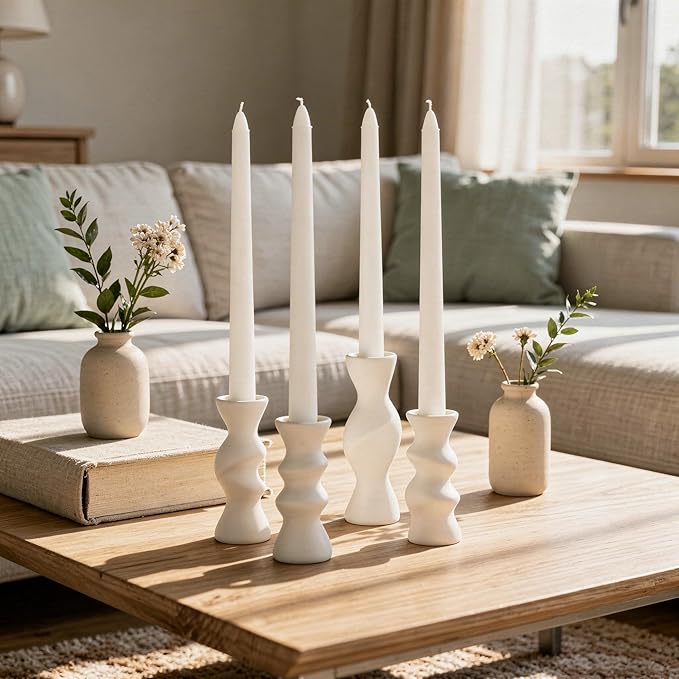 Viyffo Taper Candles, 12 Inch, 20 Pack, White – Unscented, Dripless & Smokeless Design, Up to 8-Hour Burn – Tall Candlesticks for Wedding, Dinner & Home Decor