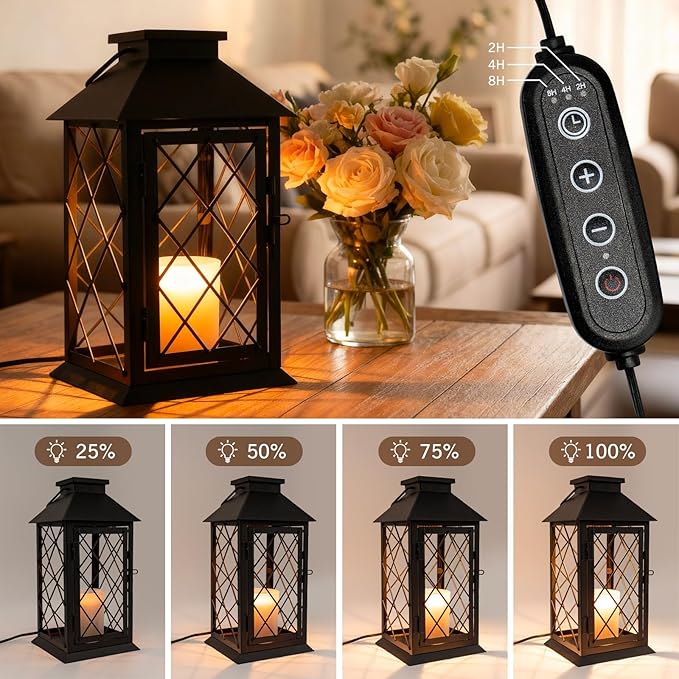Candle Warmer Lamp Morden Farmhouse Lantern, House Warming Gifts New Home Décor Vintage Black Large Lantern Candle Lamp Warmer for Jar Candles