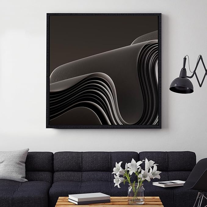 Pixy Canvas Floater Frame 27x27 for 3/4 (0.75) inch Deep Canvas Paintings/Canvas Prints/Wood Canvas Panels/Wall Art/Wall Decor/Home Decor/Artwork (Black Stripe, 27 x 27 inch, Square)