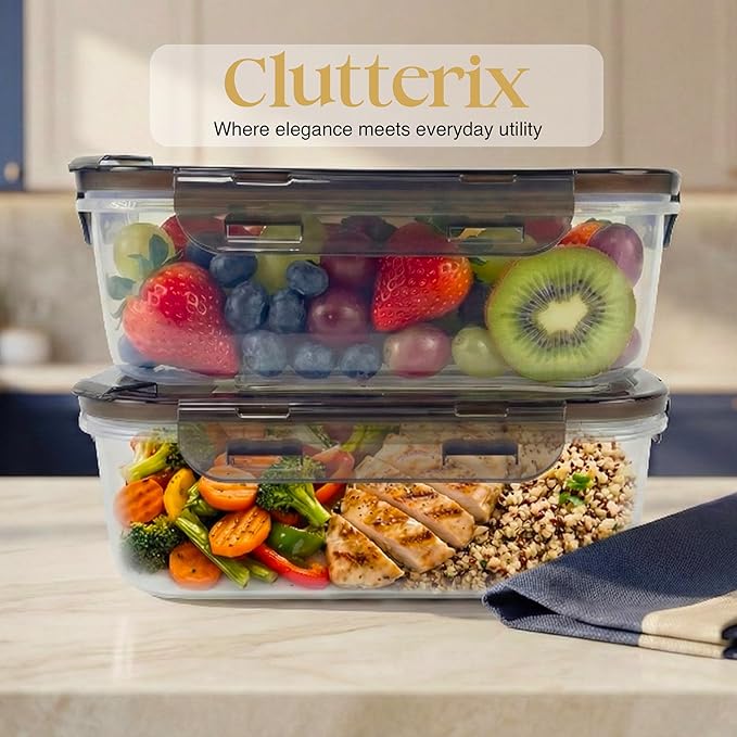 BPA-Free Plastic Airtight Food Storage Containers with Vented Lids, 2-Pack (5.9 Cups Each) for Meal Prep and Leftovers