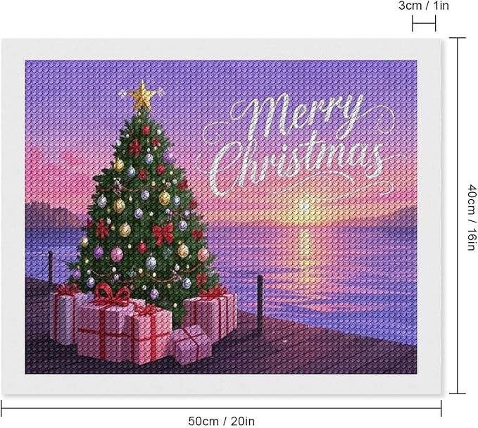 AIVKIEJK Diamond Painting Kits for Adults - Merry Christmas Coastal Winter Beach Painting DIY 5D Full Drill Diamond Dots Paintings with Diamonds Gem Art and Crafts Home Decor 16"x20"