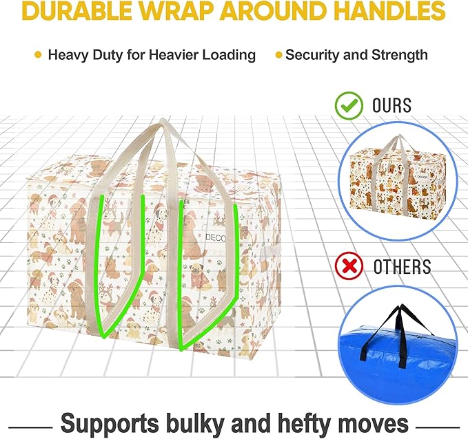 VENO 6 Pack Heavy Duty Moving Bags, Extra Large Storage Bags with Reinforced Handles & Strong Zippers, Foldable & Reusable Moving Box Alternative for Clothes & Dorm Storage