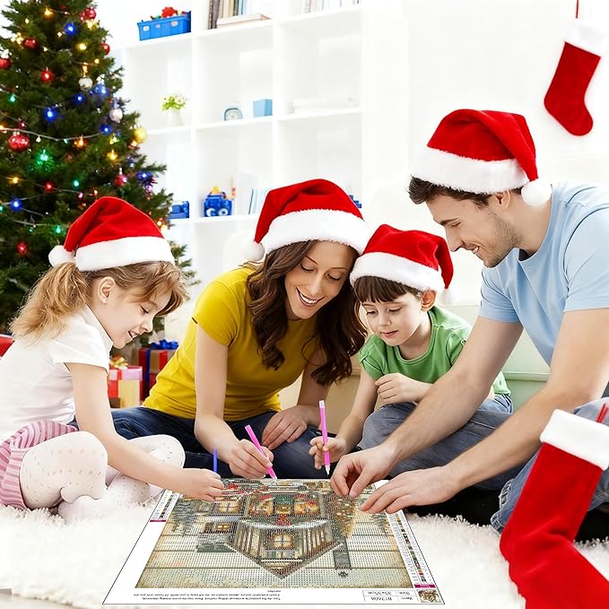 VIGEGU Christmas 5D Diamond Painting Kits for Adults,Christmas Red Truck Diamond Art kit for Beginners,DIY Full Round Drill Diamond Dots with Gem Art Crafts for Home Wall Decor 13.7x13.7 Inch