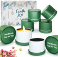 Quikobo 6 Pack 4oz Green Candle Tins with Lids - Durable Matte Tinplate Containers for DIY Candle Making and Multi-Purpose Storage
