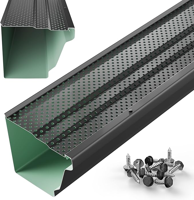 6" Gutter Guards Leaf Protection, Domestic Aluminum Gutter Covers 6 Inch (Sample, Black)
