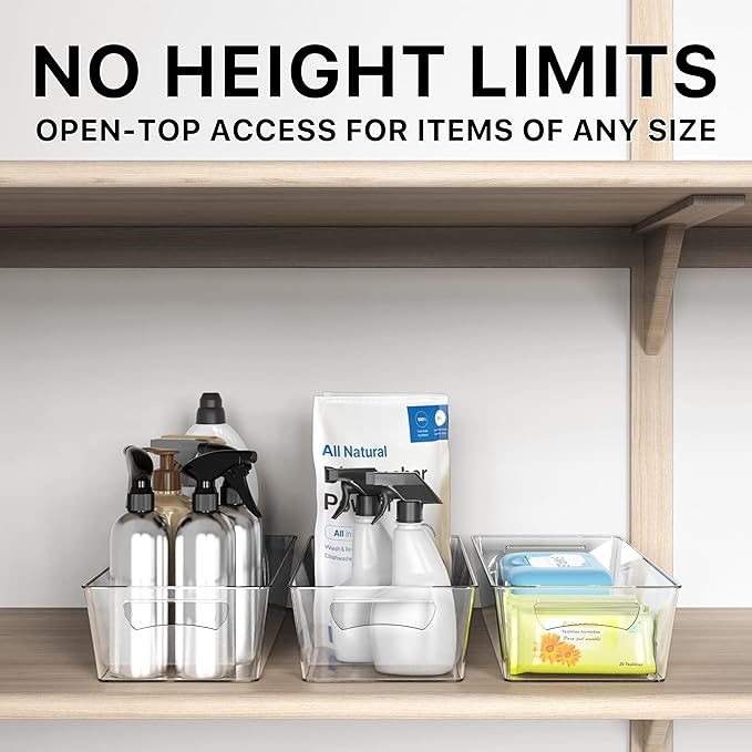 Simple Houseware 4 Pcs Pantry Clear Bin Storage Organizer, 14" x 7" x 3.75"