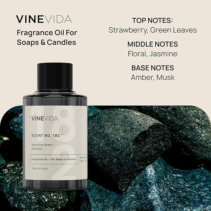 VINEVIDA [4oz] Obsidian; Fragrance Oil for Candle Making and Soap Making - Premium Candle Scents for Soy Candles