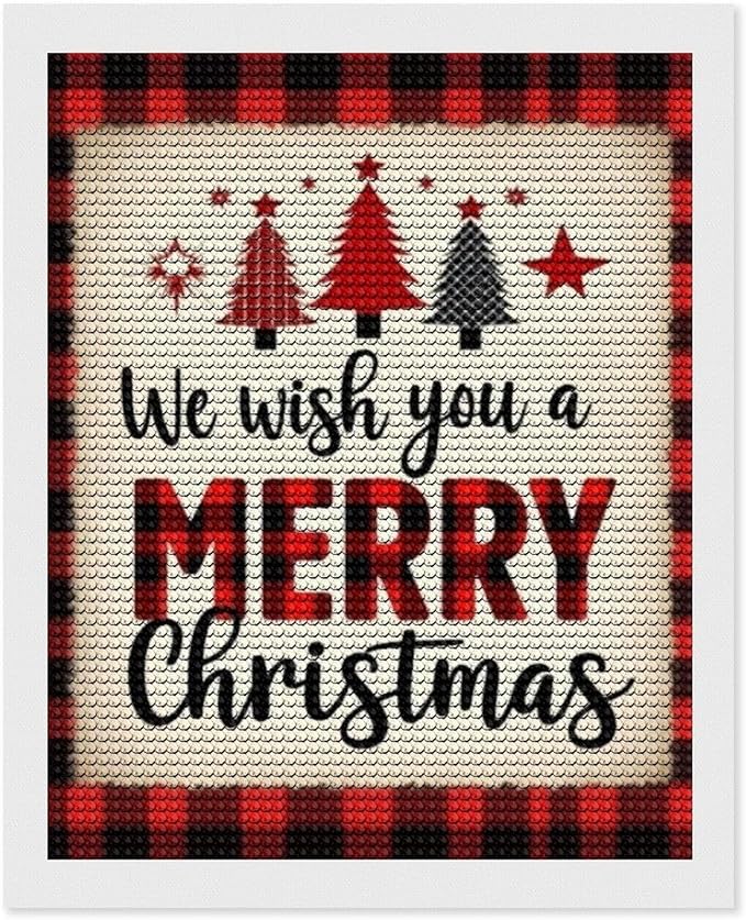 AIVKIEJK Diamond Painting Kits for Adults - Merry Christmas Welcome Painting DIY 5D Full Drill Diamond Dots Paintings with Diamonds Gem Art and Crafts Home Decor 16"x20"