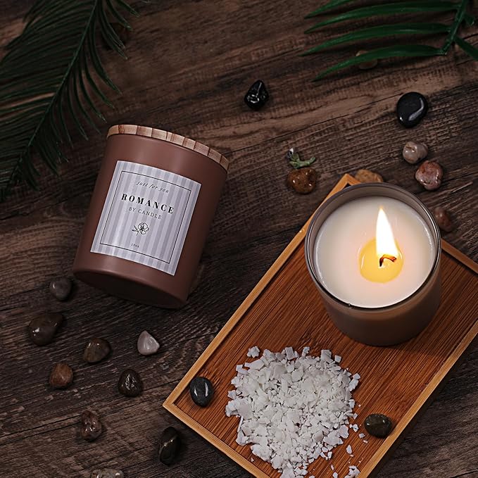 REISEN 12Pcs Assorted Black Candle Jars for Making Candles, 10oz Empty Candle Jars with Bamboo Lids and Labels, Glass Jars for Candle Making Supplies, Candle Containers for DIY Gifts