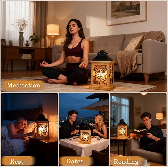 Candle Warmer Lamp, with Timer and 2 Bulbs Dimmer Farmhouse Lantern for Top-Down Adjustable Candle Warmer, Electric Lamp for Jar Candles, Auto Shut Off Home Decor Gift for Women (Handmade Wood)