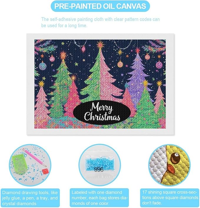 AIVKIEJK Diamond Painting Kits for Adults - Colorful Christmas Tree Painting DIY 5D Full Drill Diamond Dots Paintings with Diamonds Gem Art and Crafts Home Decor 8"x12"
