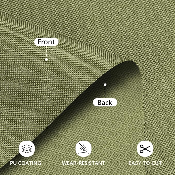 Waterproof Canvas Fabric by The Yard 58inch 600D Upholstery Material Cordura Polyester Fabric Outdoor Water Resistant Fabric for Sewing Chair Patio Cushion Bag Interior, Pre Cut 3 Yard Olive Green