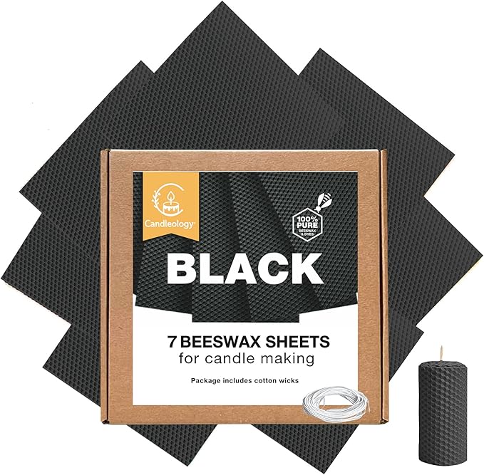 Black Beeswax Sheets for Candle Making - Organic Beeswax Candle Making Kit for Adults & Kids - Natural DIY Rolling Craft Set