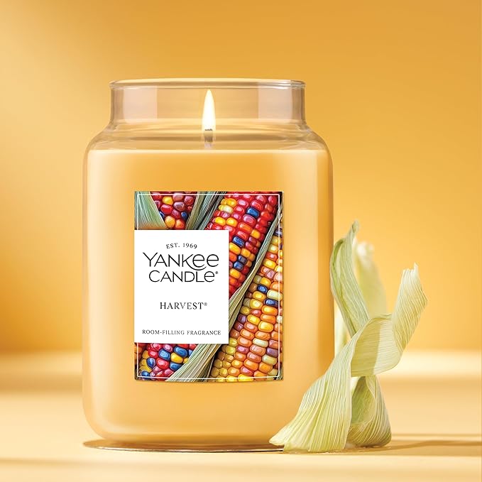 Yankee Candle Harvest, Thanksgiving Scented Candle, 22oz Large Jar, Up to 150 Hour Burn Time, Giftable