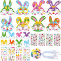 Funrous 48 Sets Easter Crafts Kit Easter Bunny Mask Paper Crafts Bulk DIY Make Your Own Rabbit Face Mask Activity Arts with Foam and Diamond Stickers Spring Classroom Gifts Project Party Favors