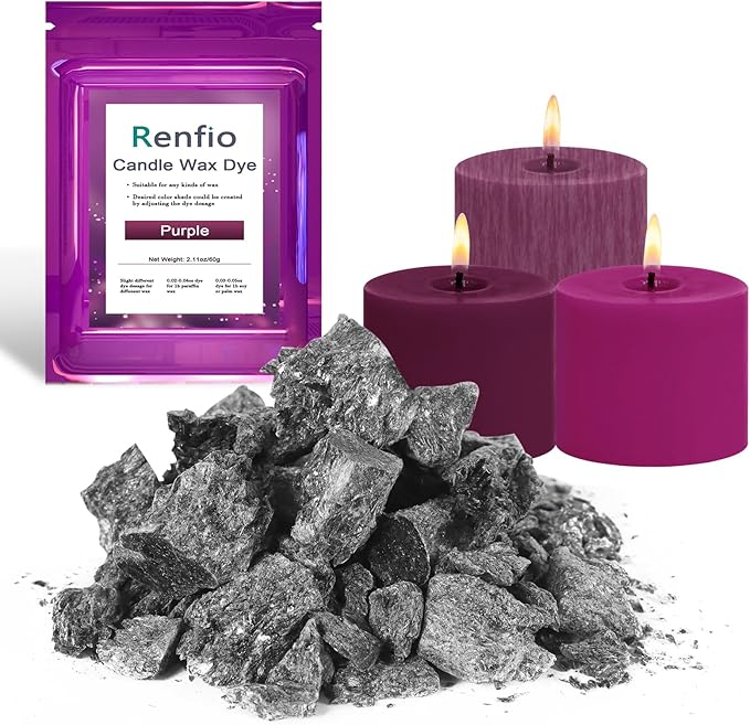 Renfio Candle Dye - 2.11oz/60g Purple, Highly Concentrated Wax Dye for Soy Wax Candle Making Kit