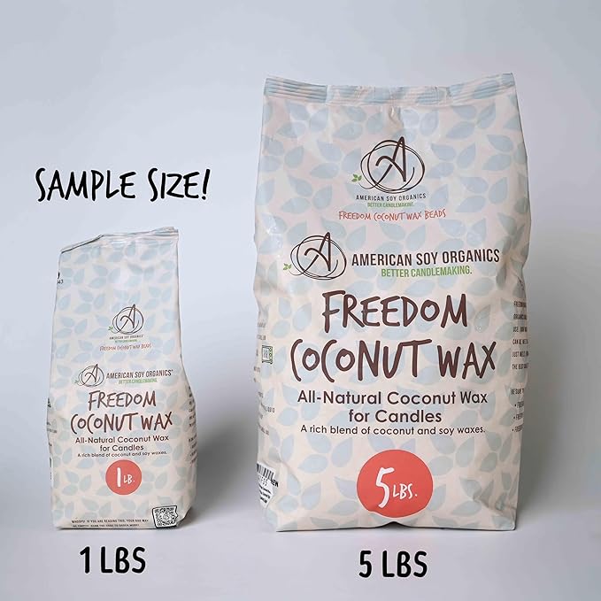 American Soy Organics 1 lbs Freedom Coconut Soy Wax Beads for Candle Making - Natural Candle Making Supplies - Paraffin-Free,Beeswax-Free Coconut Candle Wax for Container Candles,Tealights,Wax Melts