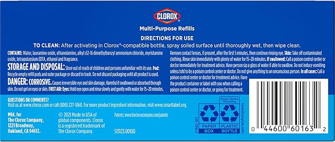 Clorox Multi-Purpose Spray Refill, Household Essentials, 3x1.125fo Concentrated Refills