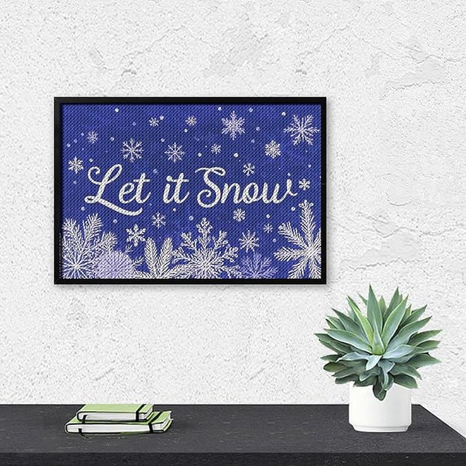 AIVKIEJK Diamond Painting Kits for Adults - Festive Snowflake Christmas Let It Snow Painting DIY 5D Full Drill Diamond Dots Paintings with Diamonds Gem Art and Crafts Home Decor 8"x12"