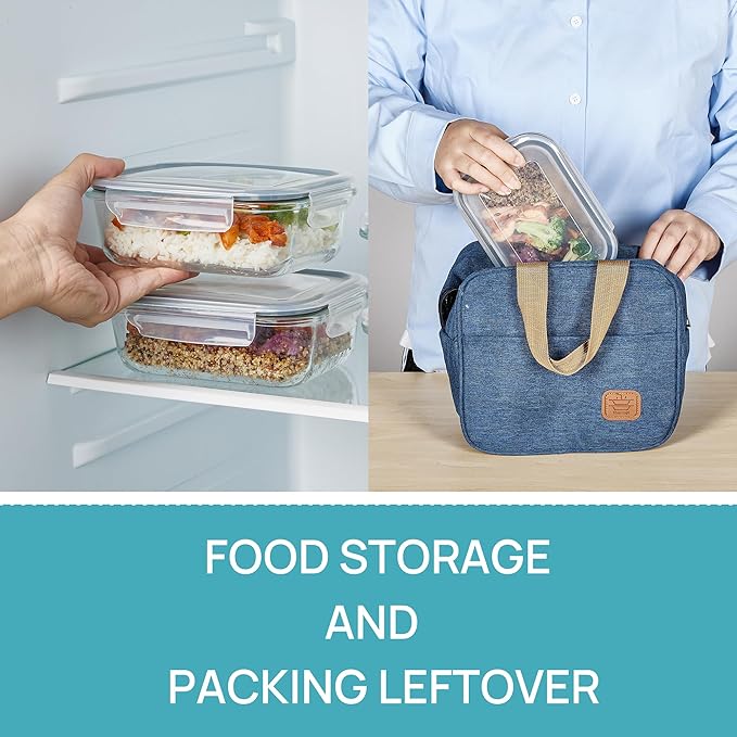 Vtopmart 5 Pack 35+22oz Glass Food Storage Containers with Lids, Airtight Reusable Meal Prep Lunch Container Set, Safe for Oven, Microwave, Freezer, and Dishwasher