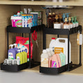 2 Pack Multi-Purpose Pull-Out Storage Organizers, Under Sink Organizers and Storage for Bathroom & Kitchen, Under Cabinet Organizers and storage, 14.8 Inch, Black