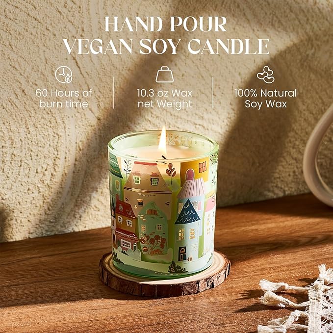 M&SENSE Fig Citrus Floral Scent Soy Wax Aesthetic Candles - 10.2 oz | Natural Fragrance for Home &Book Candles | for Housewarming, Hostess Gifts,Stress Relief