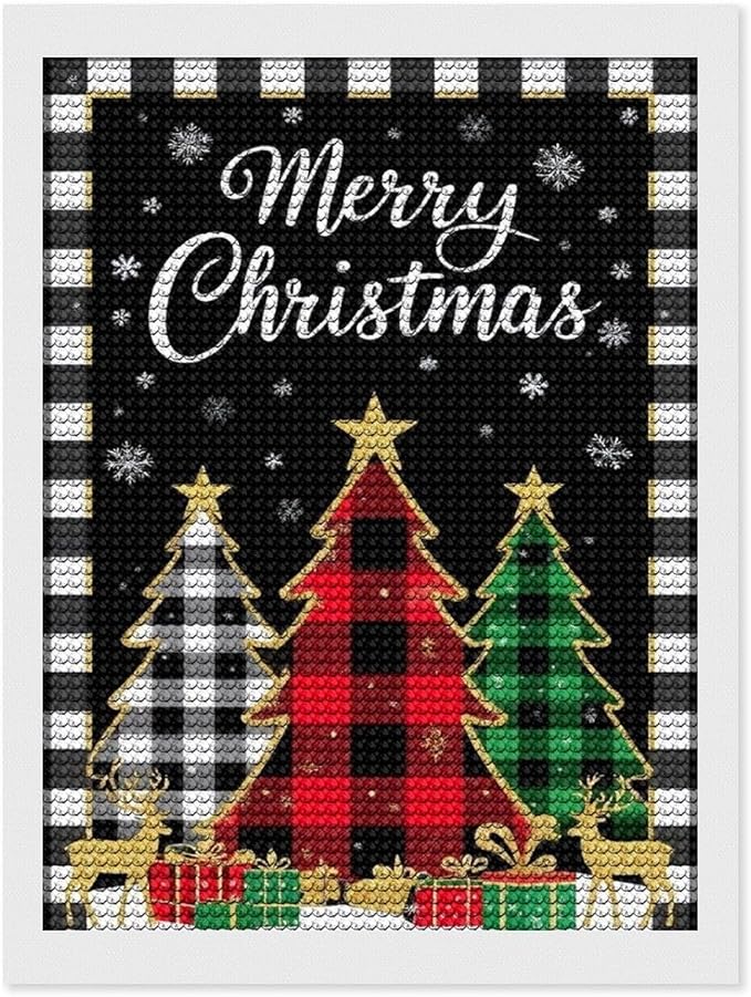 AIVKIEJK Diamond Painting Kits for Adults - Merry Christmas Tree Holiday Painting DIY 5D Full Drill Diamond Dots Paintings with Diamonds Gem Art and Crafts Home Decor 12"x16"
