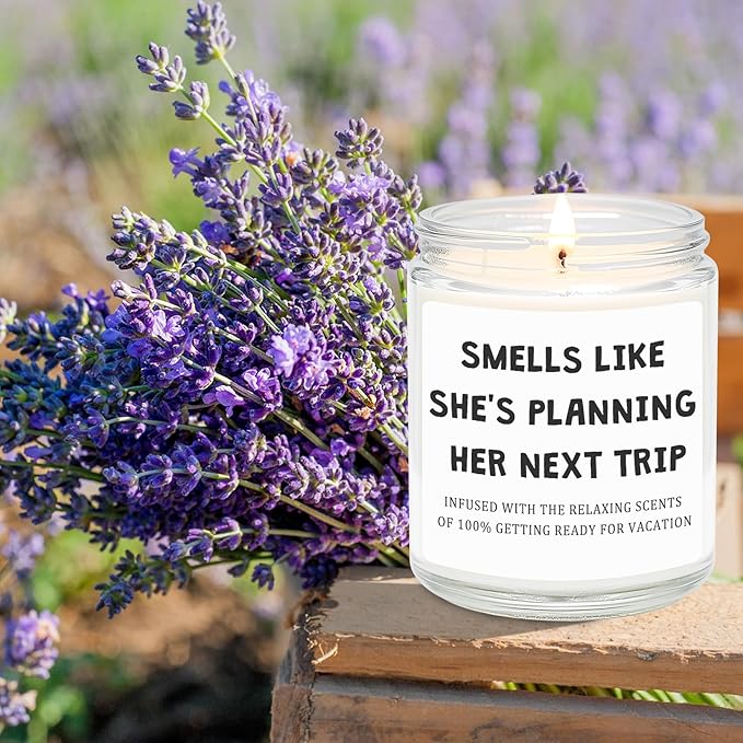 Travel Gifts for Women, Unique Gift for Travelers - Cool Ideas for People Who Travel, Funny Birthday Christmas Vacation Trip Candles for Woman Couple Friend
