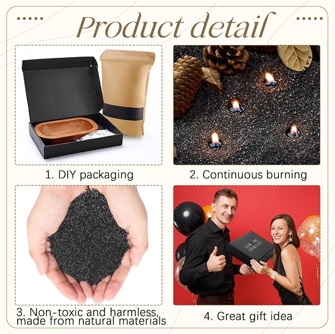 Nuanchu Pearled Sand Candles with Wicks 3.3 lbs Sand Wax Candle Kit-Wooden Dough Bowl, 100 Wicks, Long-Lasting Candle Beads, Non-Toxic, Reusable, Black
