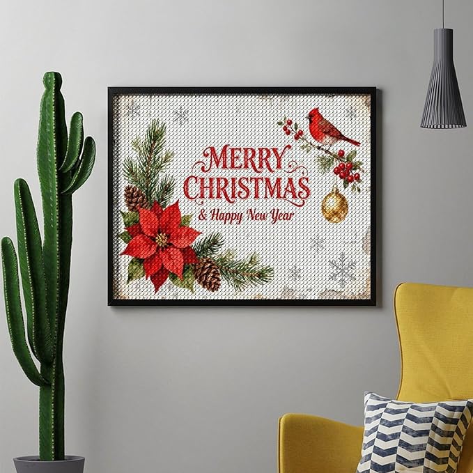 AIVKIEJK Diamond Painting Kits for Adults - Merry Christmas & Happy New Year Painting DIY 5D Full Drill Diamond Dots Paintings with Diamonds Gem Art and Crafts Home Decor 16"x20"