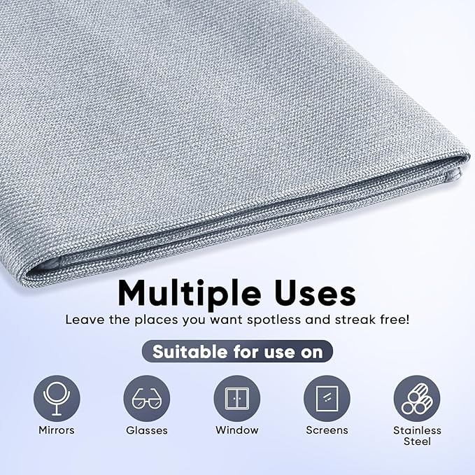 HOMEXCEL Microfiber Glass Cleaning Cloths 6 PK, Lint Free Streak Free, Reusable Microfiber Magic Cleaning Cloth for Cleaning Windows, Glasses, Mirrors, Screens, Stainless Steel, and More, Grey-14”×16”