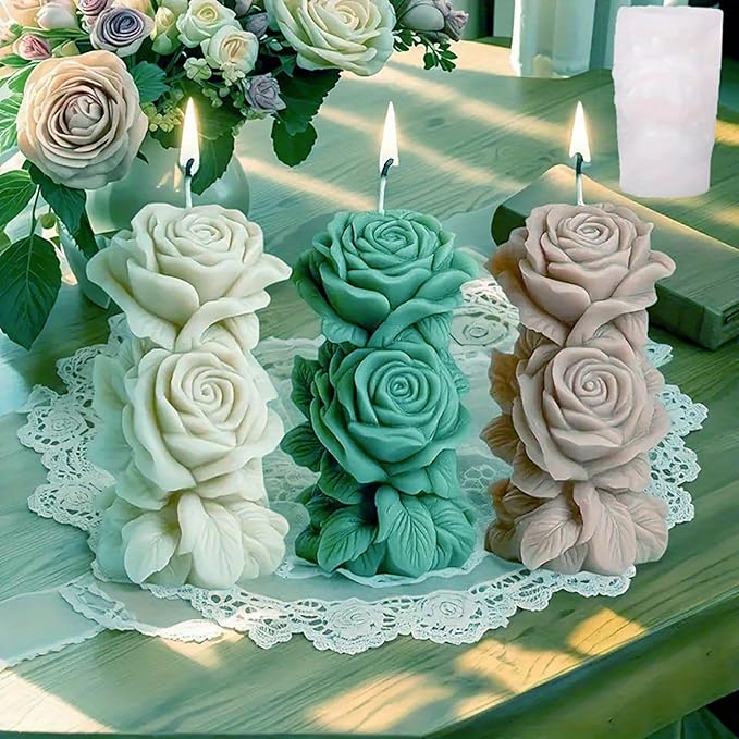 Rose Bouquet Silicone Molds, 3D Rose Resin Candle Molds, Silicone Molds for DIY Handmade Soaps, Clay Craft, Epoxy Resin Crafts, Birthday Gifts, Valentine's Day Gifts & Home Decorations(A)