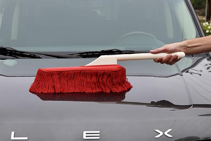 California Car Duster Plastic Handle Duster with Red Cotton Mop 73554 Quickly and Safely Removes Light Daily Dust