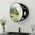 TokeShimi 20 x 20 Round Medicine Cabinet with Mirror, Black Circle Medicine Cabinet for Bathroom with Metal Frame, Detachable Shelves, Shatterproof, Surface Mount Only